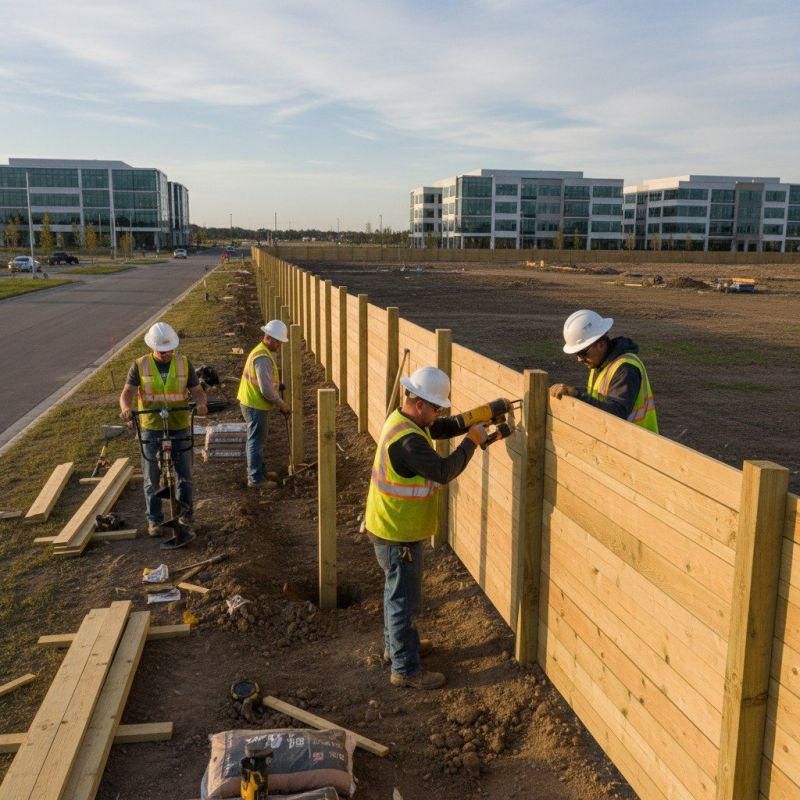 Wood Panel Fence Installation