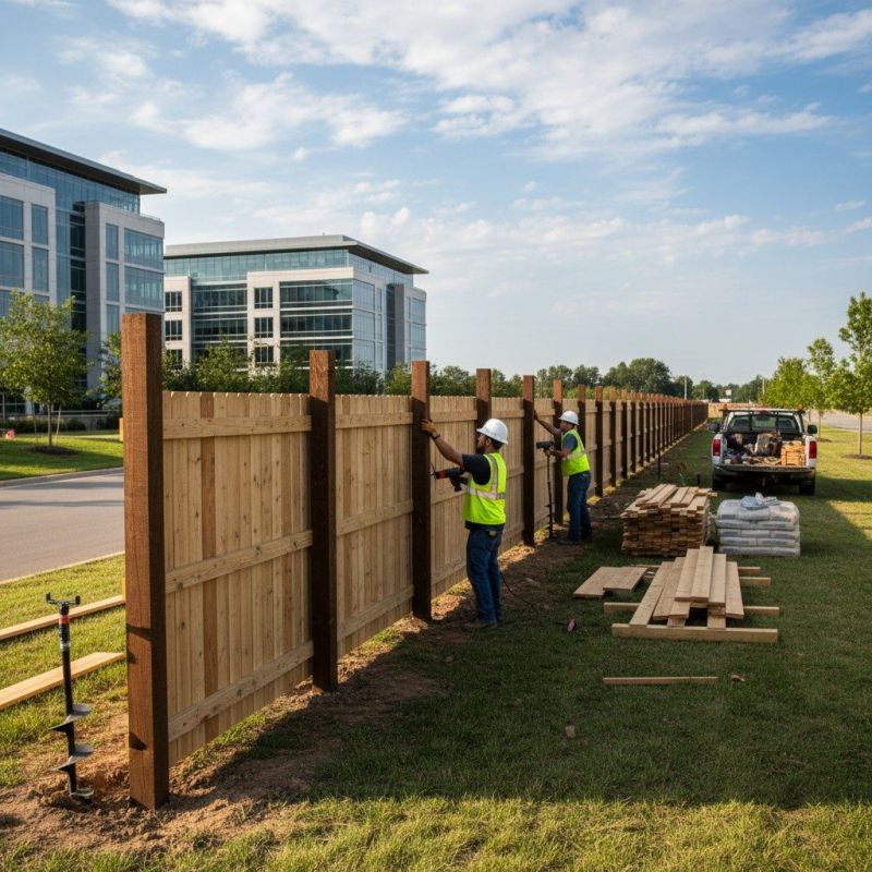 Wood Panel Fence Installation